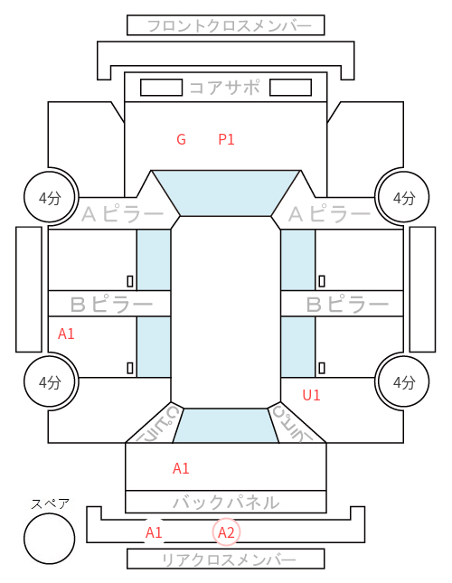 Body condition diagram (damage marks, Japanese labels)