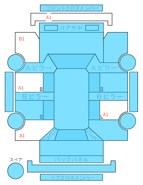 Body condition diagram (damage marks, Japanese labels)