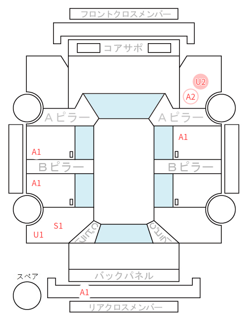 Body condition diagram (damage marks, Japanese labels)