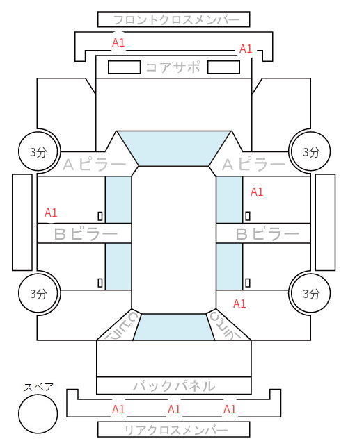 Body condition diagram (damage marks, Japanese labels)