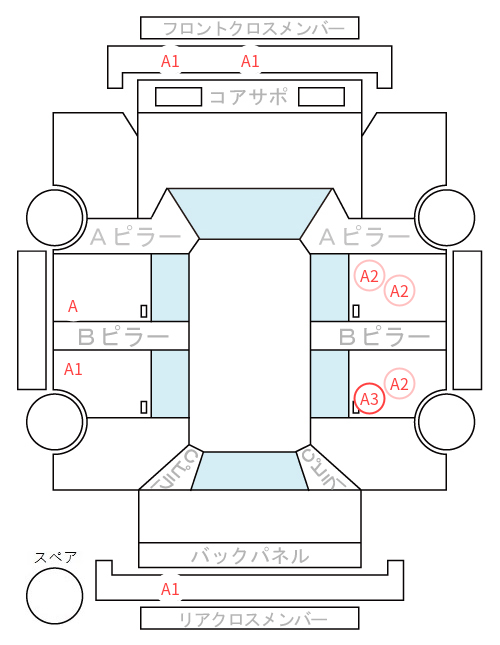 Body condition diagram (damage marks, Japanese labels)