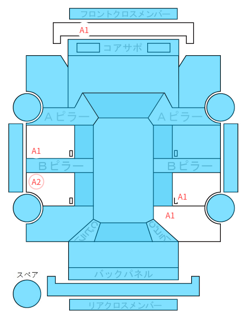 Body condition diagram (damage marks, Japanese labels)