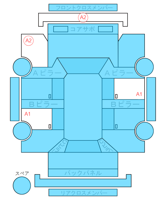 Body condition diagram (damage marks, Japanese labels)