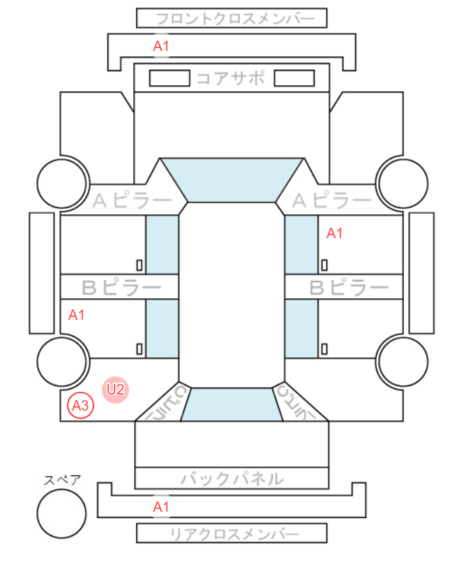 Body condition diagram (damage marks, Japanese labels)