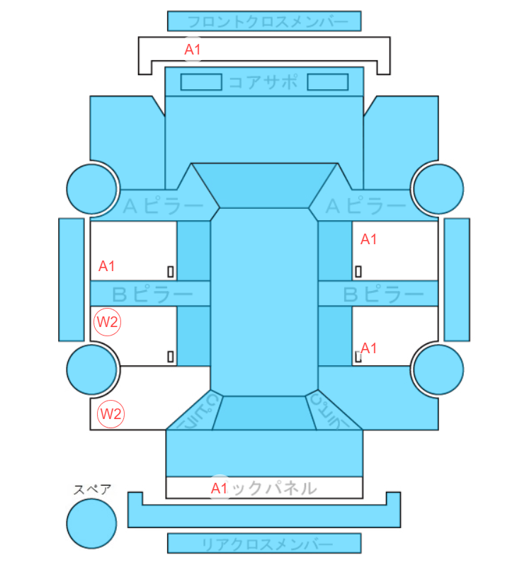 Body condition diagram (damage marks, Japanese labels)