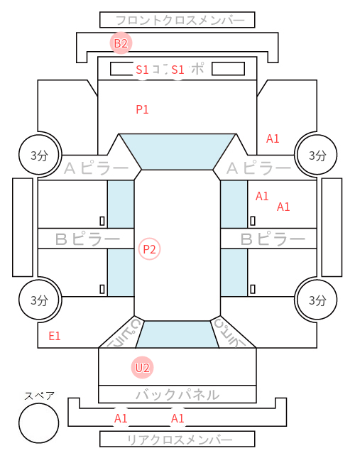 Body condition diagram (damage marks, Japanese labels)