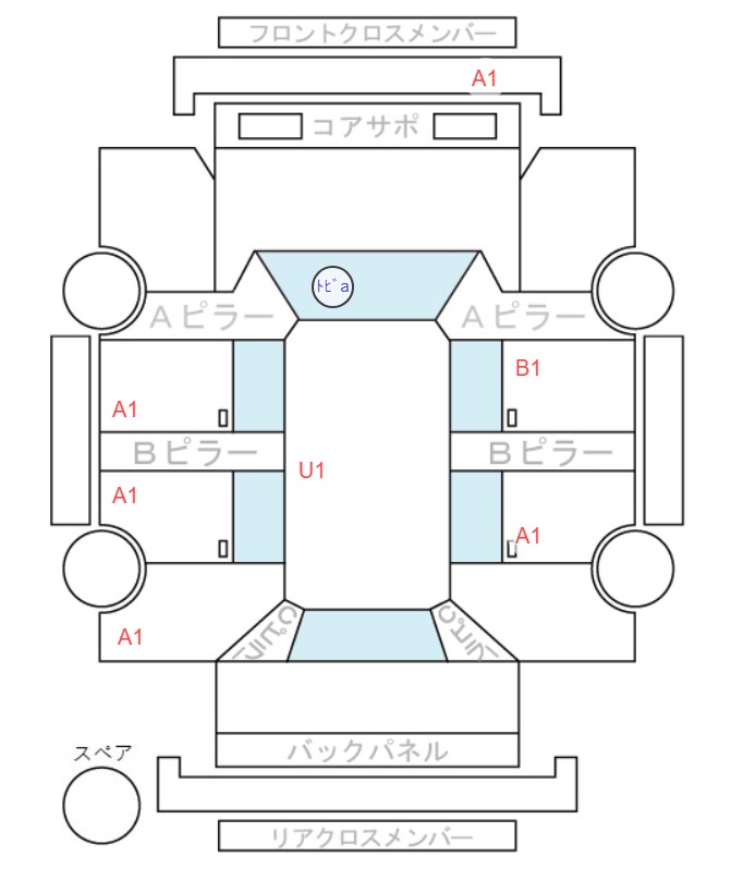 Body condition diagram (damage marks, Japanese labels)