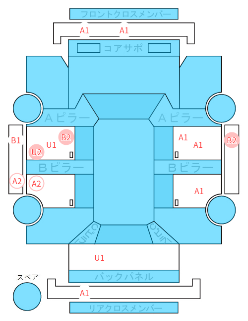 Body condition diagram (damage marks, Japanese labels)