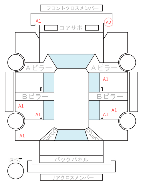 Body condition diagram (damage marks, Japanese labels)