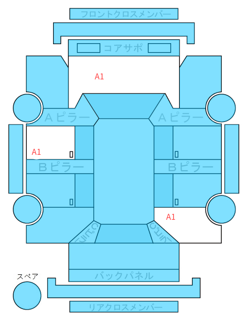 Body condition diagram (damage marks, Japanese labels)