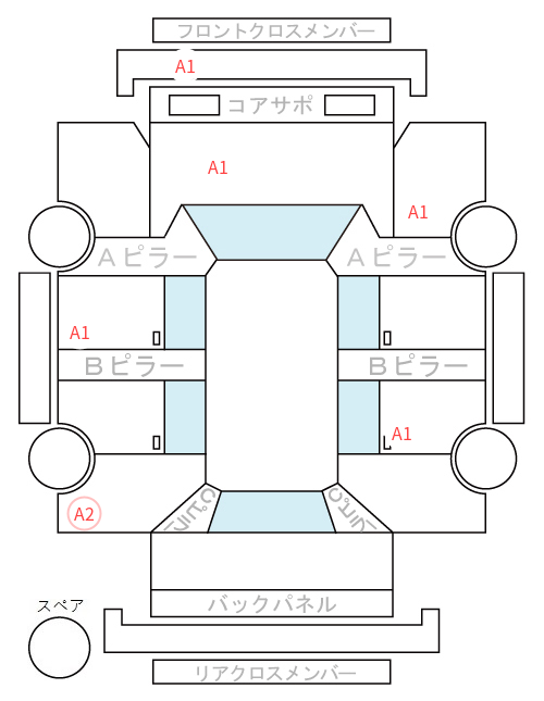 Body condition diagram (damage marks, Japanese labels)