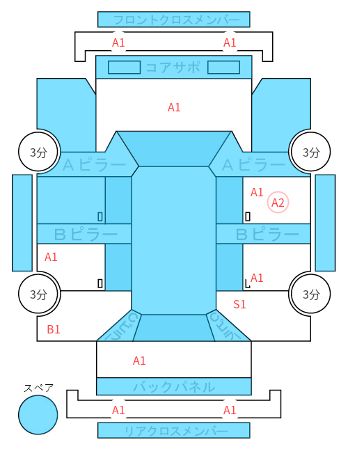 Body condition diagram (damage marks, Japanese labels)