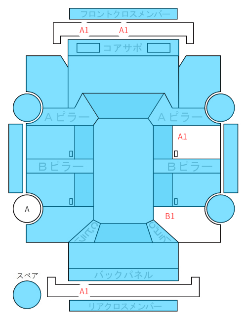 Body condition diagram (damage marks, Japanese labels)