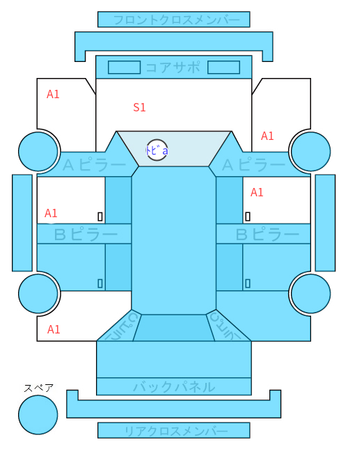 Body condition diagram (damage marks, Japanese labels)