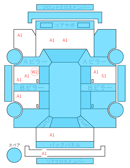 Body condition diagram (damage marks, Japanese labels)