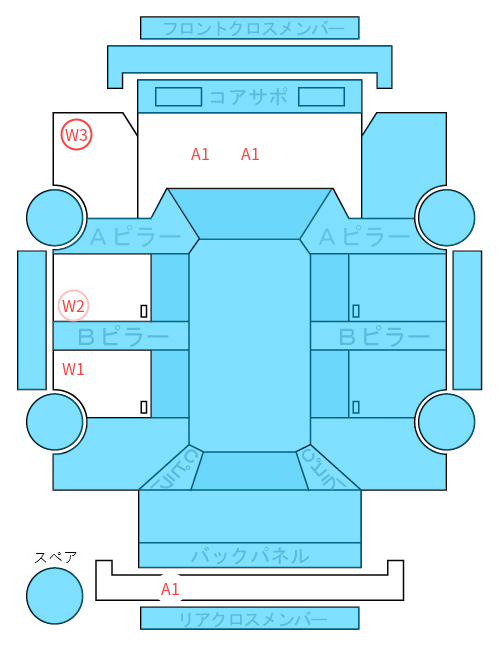 Body condition diagram (damage marks, Japanese labels)