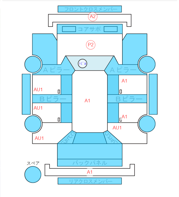 Body condition diagram (damage marks, Japanese labels)