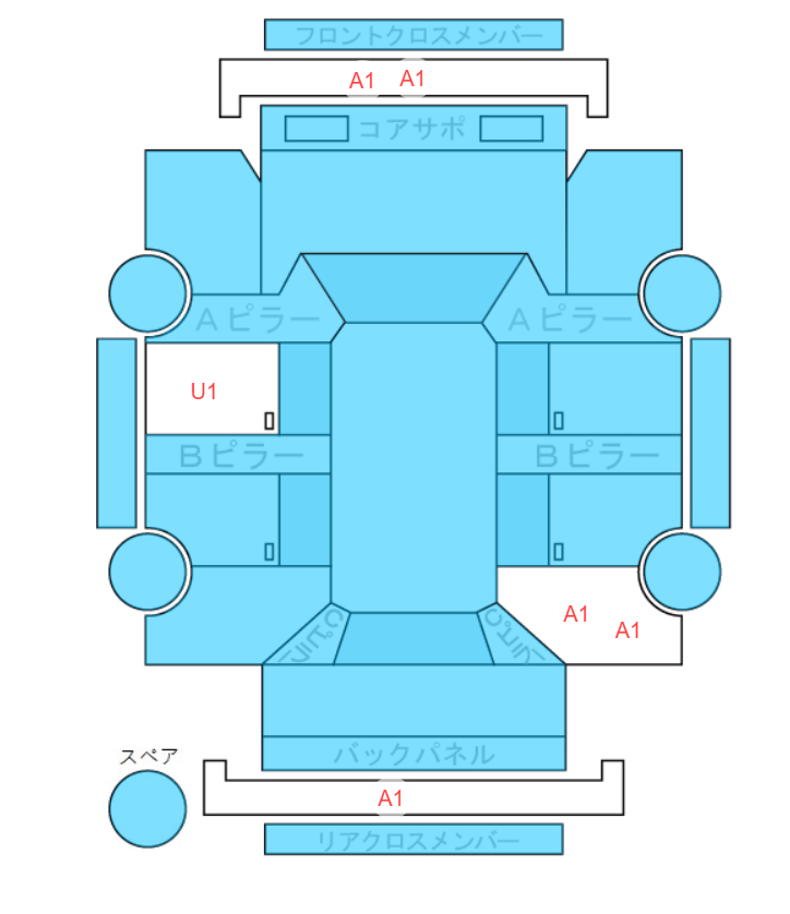 Body condition diagram (damage marks, Japanese labels)