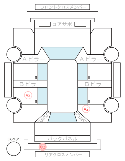 Body condition diagram (damage marks, Japanese labels)
