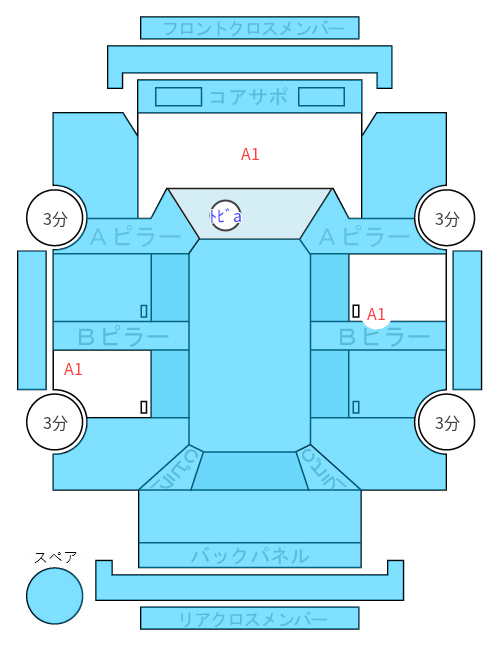 Body condition diagram (damage marks, Japanese labels)
