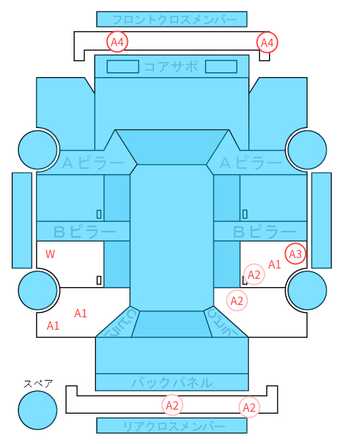 Body condition diagram (damage marks, Japanese labels)