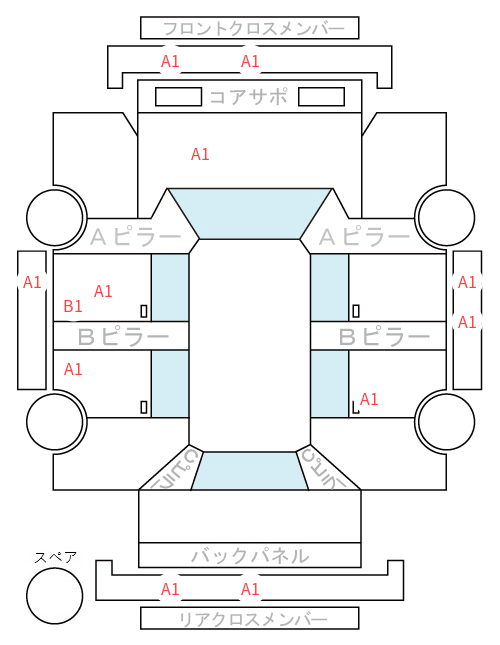 Body condition diagram (damage marks, Japanese labels)