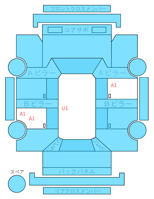 Body condition diagram (damage marks, Japanese labels)