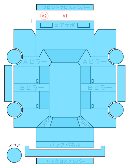 Body condition diagram (damage marks, Japanese labels)