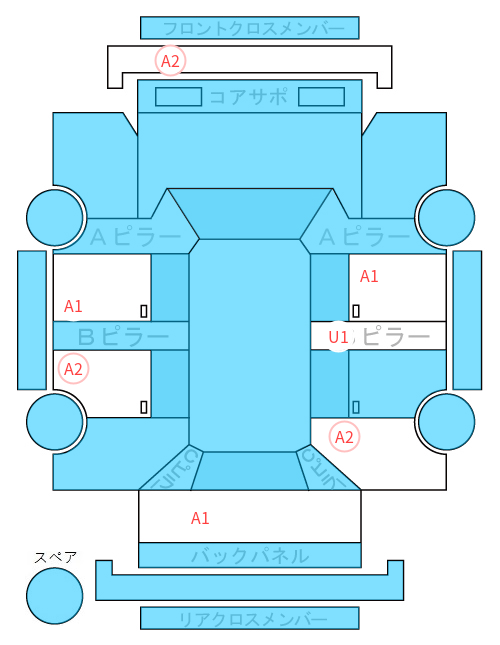 Body condition diagram (damage marks, Japanese labels)