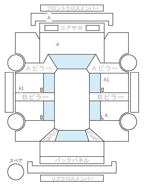 Body condition diagram (damage marks, Japanese labels)