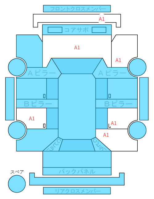 Body condition diagram (damage marks, Japanese labels)