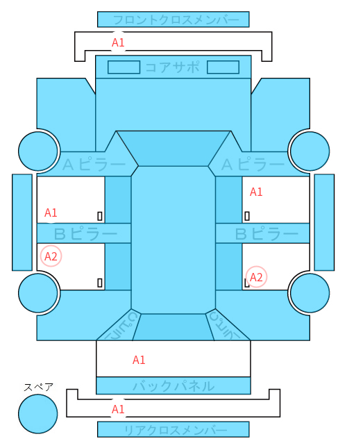Body condition diagram (damage marks, Japanese labels)
