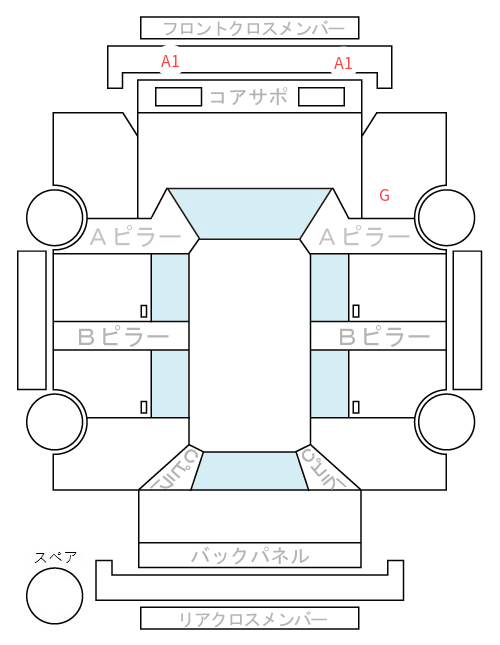 Body condition diagram (damage marks, Japanese labels)