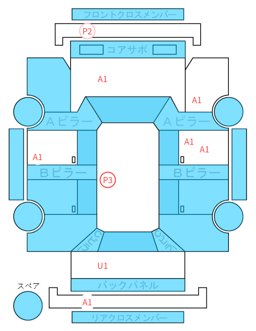 Body condition diagram (damage marks, Japanese labels)