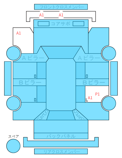 Body condition diagram (damage marks, Japanese labels)