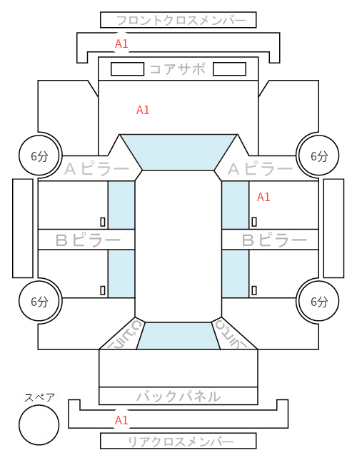 Body condition diagram (damage marks, Japanese labels)