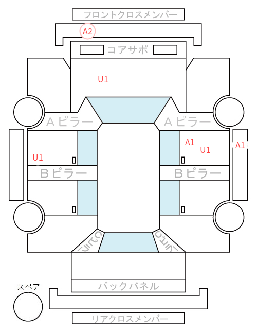 Body condition diagram (damage marks, Japanese labels)