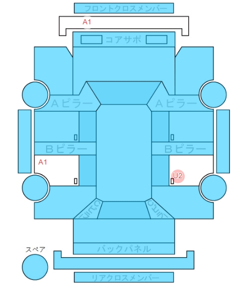 Body condition diagram (damage marks, Japanese labels)