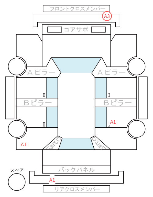 Body condition diagram (damage marks, Japanese labels)