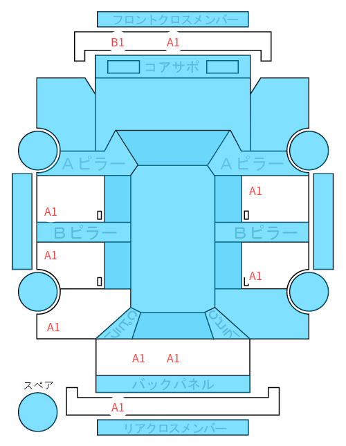 Body condition diagram (damage marks, Japanese labels)