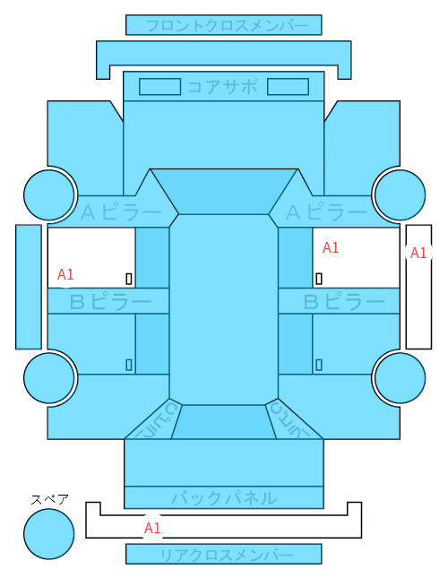 Body condition diagram (damage marks, Japanese labels)