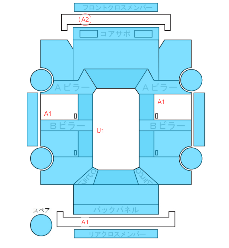 Body condition diagram (damage marks, Japanese labels)