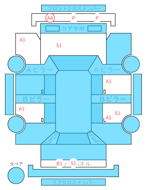 Body condition diagram (damage marks, Japanese labels)