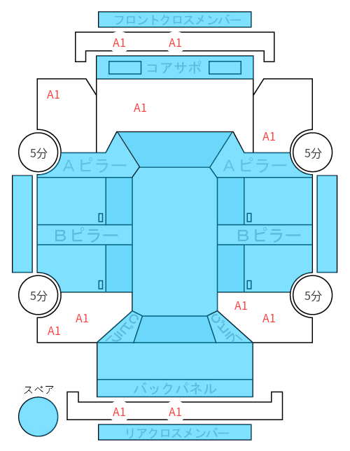 Body condition diagram (damage marks, Japanese labels)