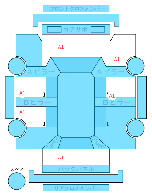 Body condition diagram (damage marks, Japanese labels)