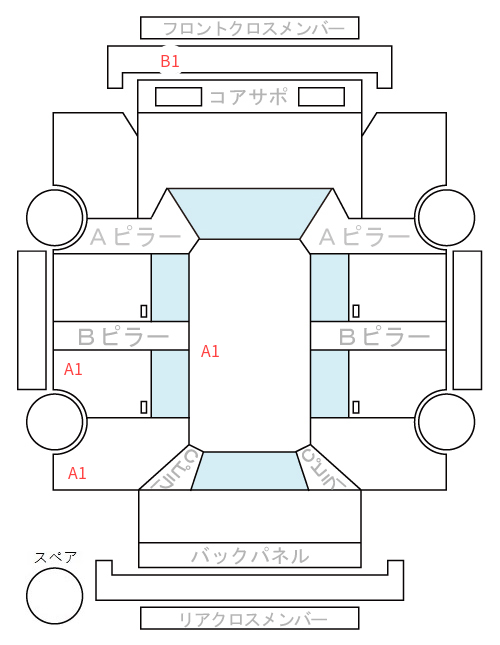 Body condition diagram (damage marks, Japanese labels)