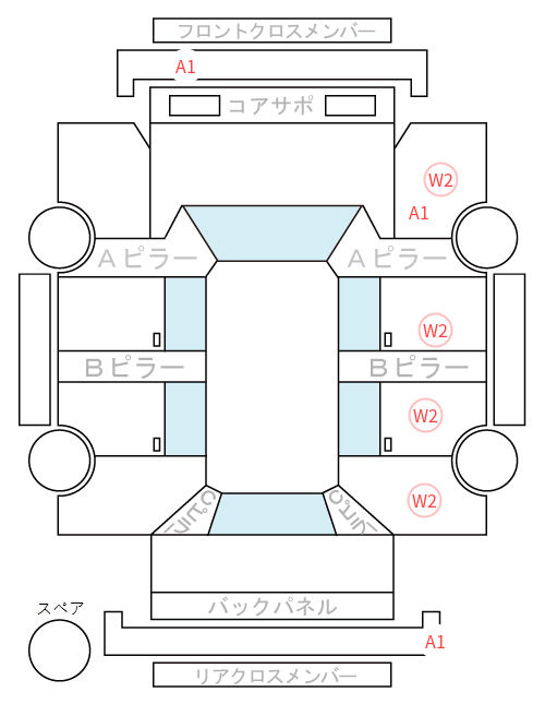 Body condition diagram (damage marks, Japanese labels)
