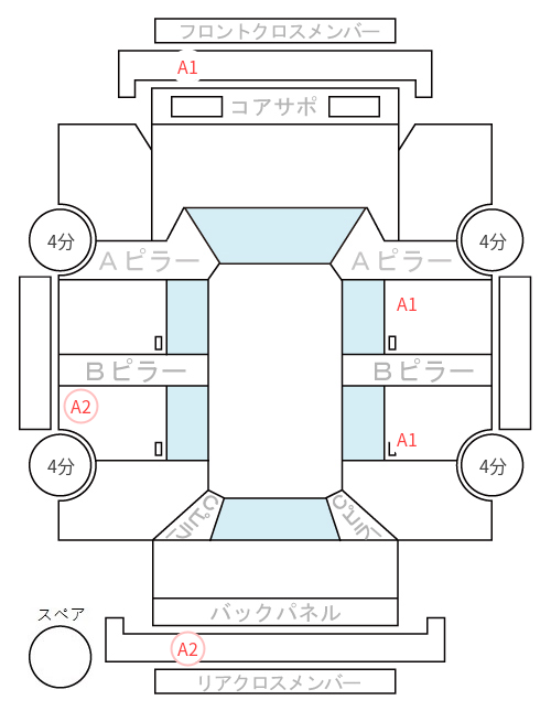 Body condition diagram (damage marks, Japanese labels)