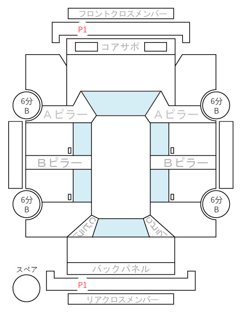 Body condition diagram (damage marks, Japanese labels)