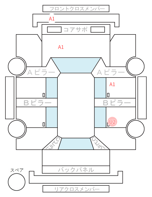 Body condition diagram (damage marks, Japanese labels)
